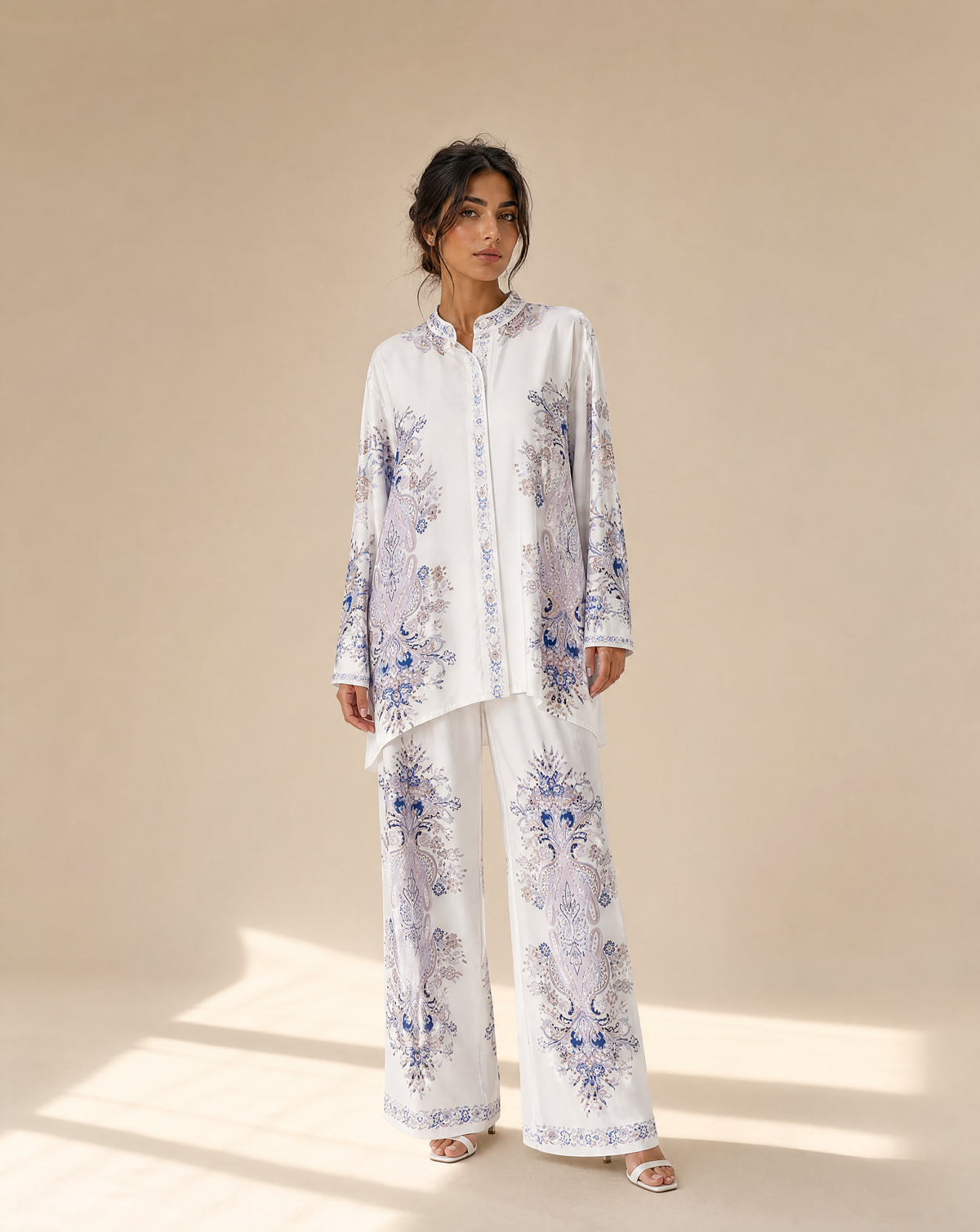 7AAL The Seraphina Set, ivory co-ord set, full-length view